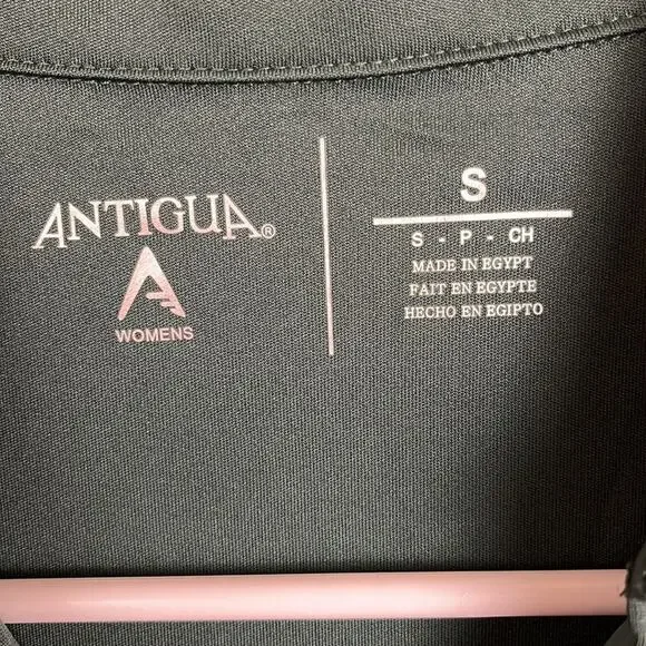 Antiqua Womens Golf Shirt Polo Small Green White Short Sleeve Collar 2 Button - Picture 3 of 5